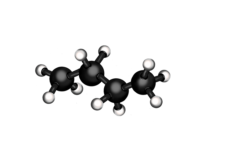 The molecular structure of Butane and formula structure